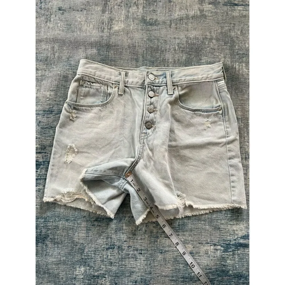 Old Navy Light Wash High Rise Button Fly Distressed Cut Off Shorts Girls 16